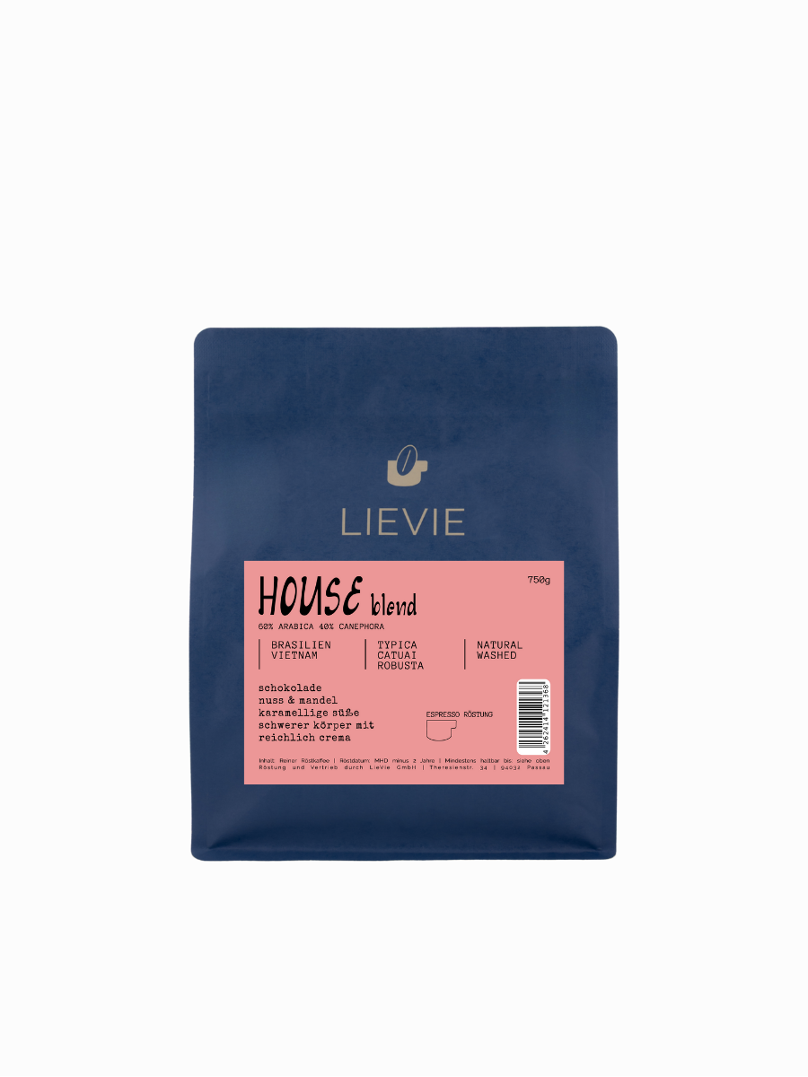 LIEVIE HOUSE BLEND | Espresso Röstung | 60% Arabica 40% Canephora | Ganze Bohne