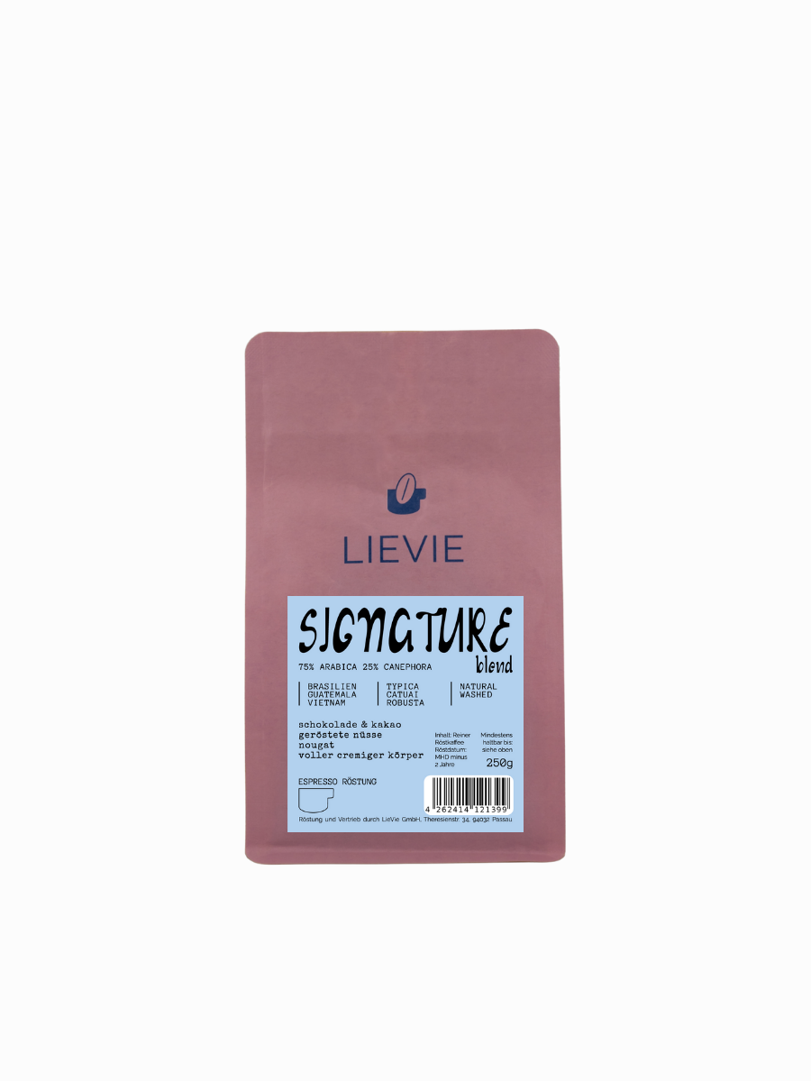 LIEVIE SIGNATURE BLEND | Espresso Röstung | 75% Arabica 25% Canephora | Ganze Bohne
